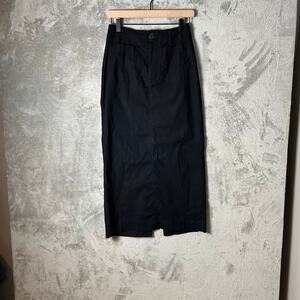 Maeve x Anthropologie The Colette Maxi Skirt Linen Blend Black Size XS Petite